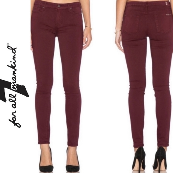 7 for all mankind Maroon Skinny Jeans Size 26 - Picture 1 of 9